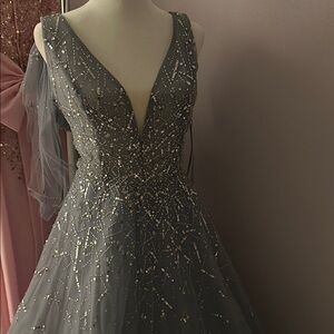 Elegant Gray Evening Gown